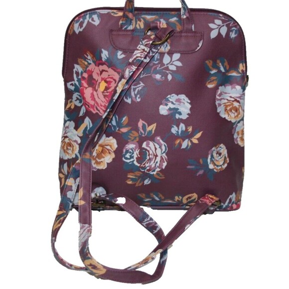 Matilda Jane Plum Perfect Vegan Leather Floral Trunk Backpack Purse Bag 13\